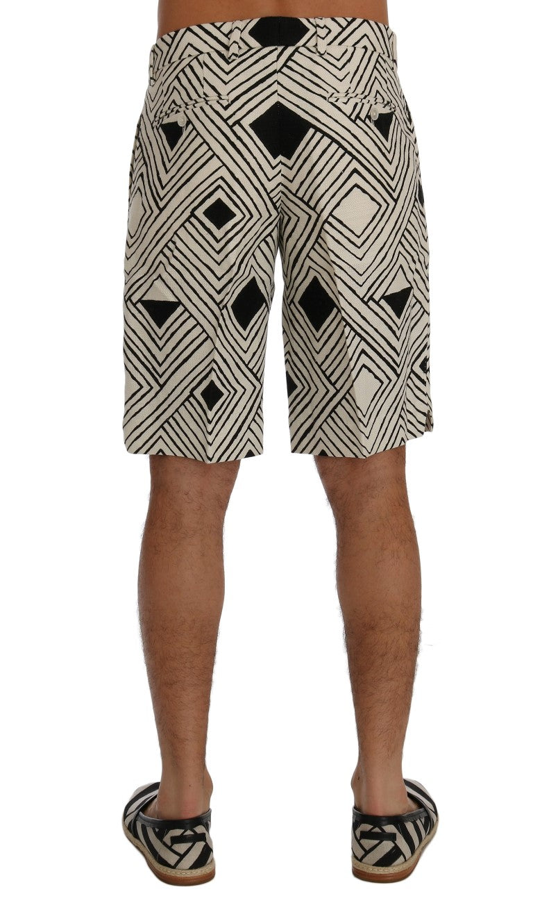 Weiß Schwarz Gestreifte Freizeitshorts