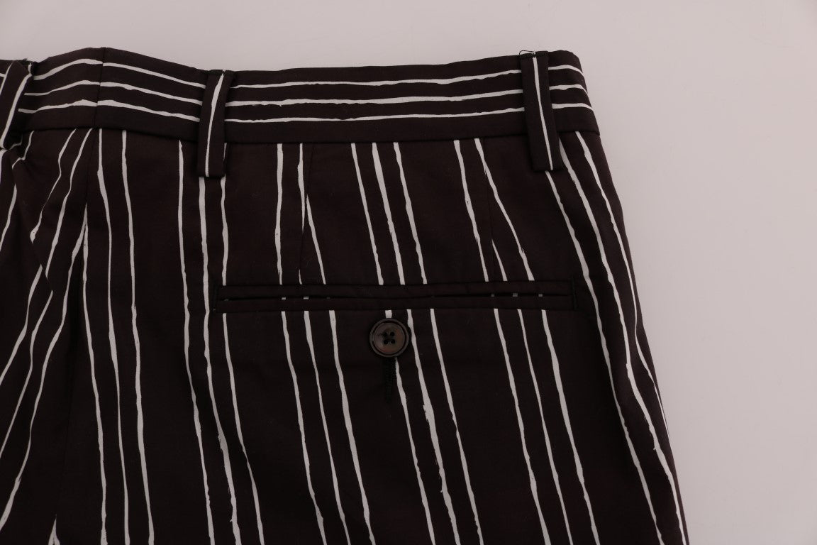 Bordeaux-Weiß gestreifte Hanf Casual Shorts