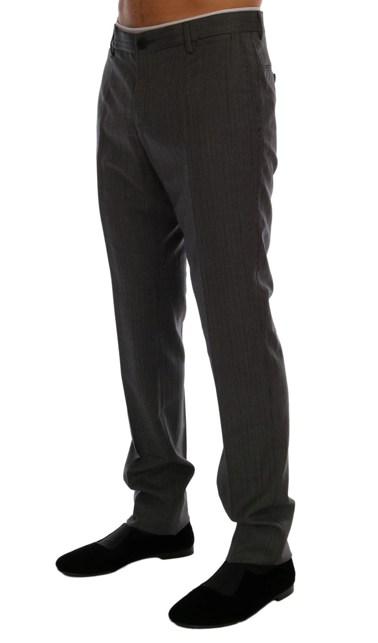Graue gestreifte formelle Hose aus Wolle