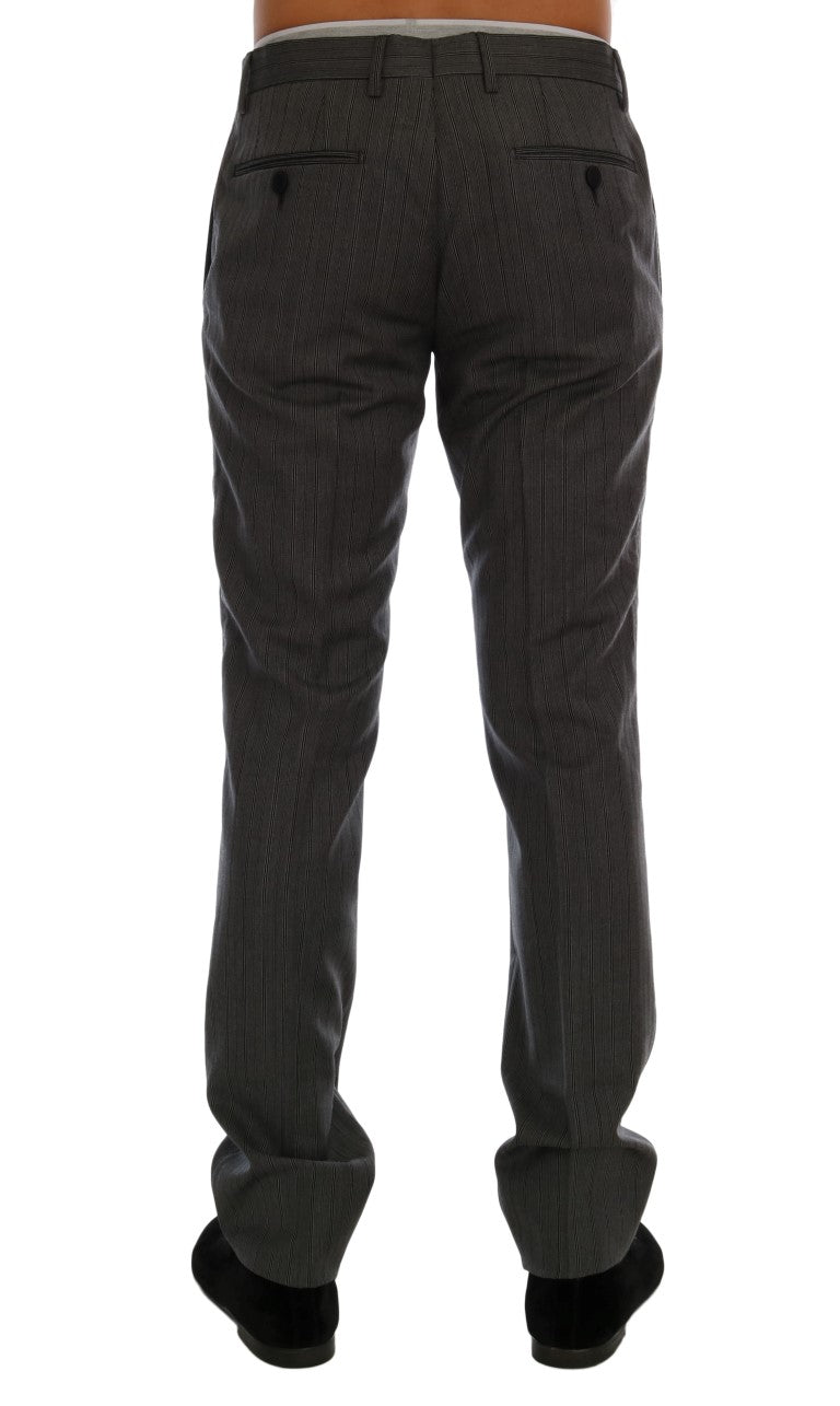 Graue gestreifte formelle Hose aus Wolle