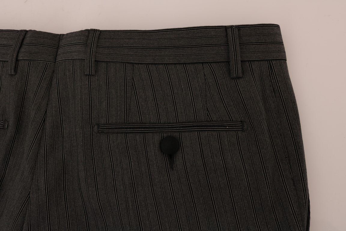 Graue gestreifte formelle Hose aus Wolle