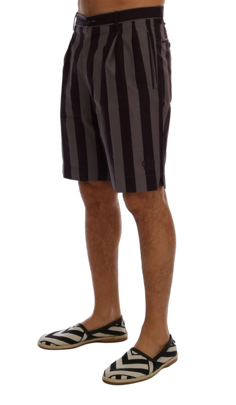 Grau lila gestreifte Baumwollshorts