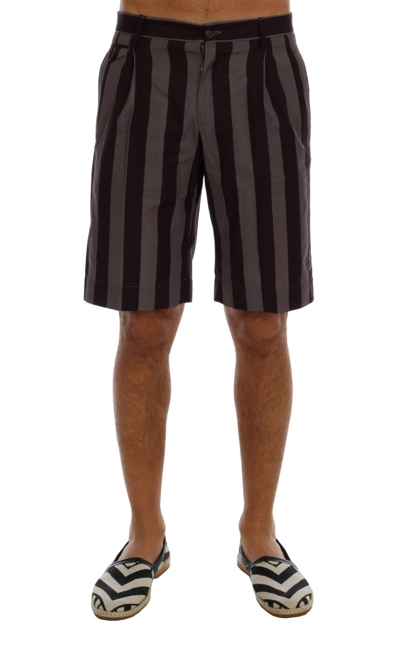 Grau lila gestreifte Baumwollshorts