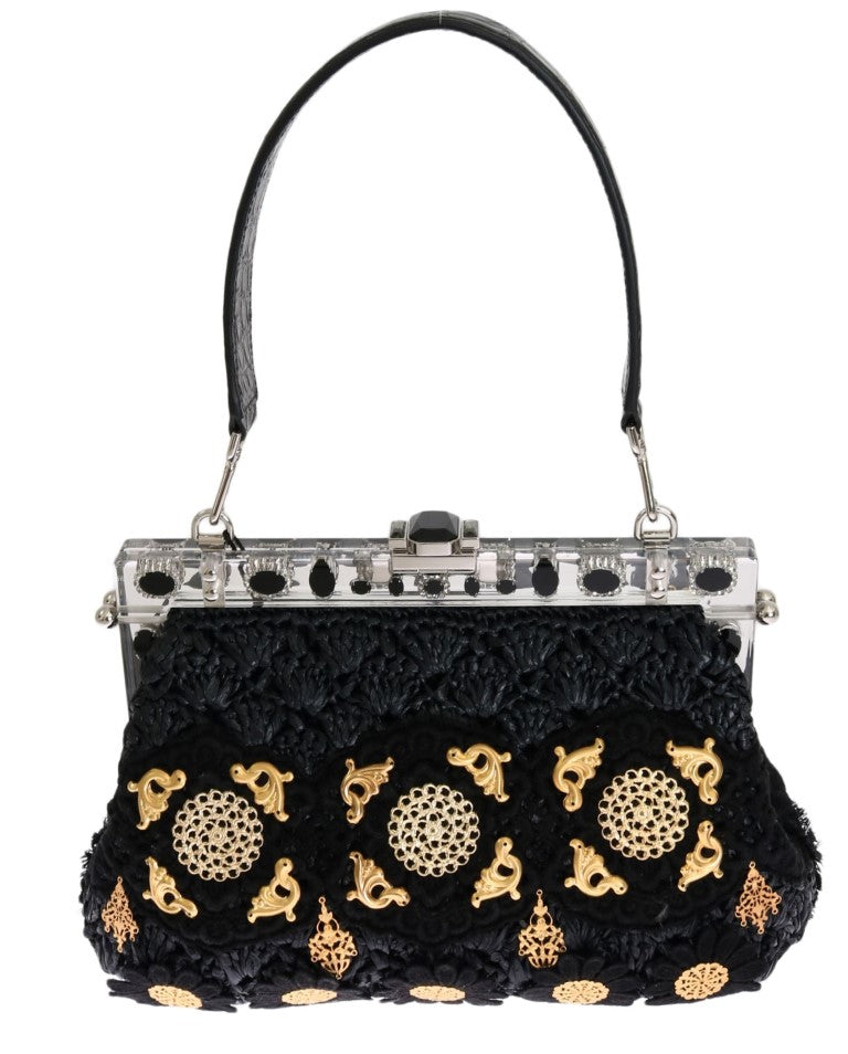 Schwarz Quaste Gold Barock Kristall VANDA Tasche