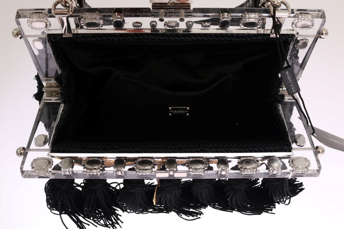 Schwarz Quaste Gold Barock Kristall VANDA Tasche