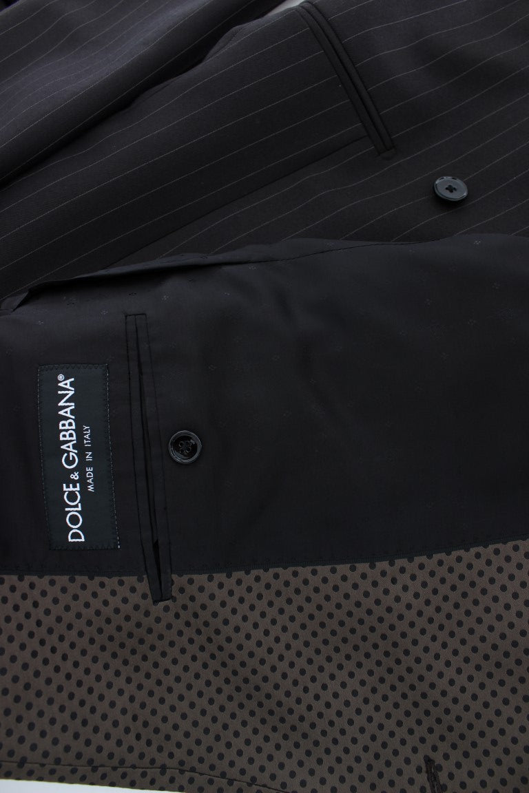 Braun gestreift Wolle Slim 3 Stück Anzug Tuxedo