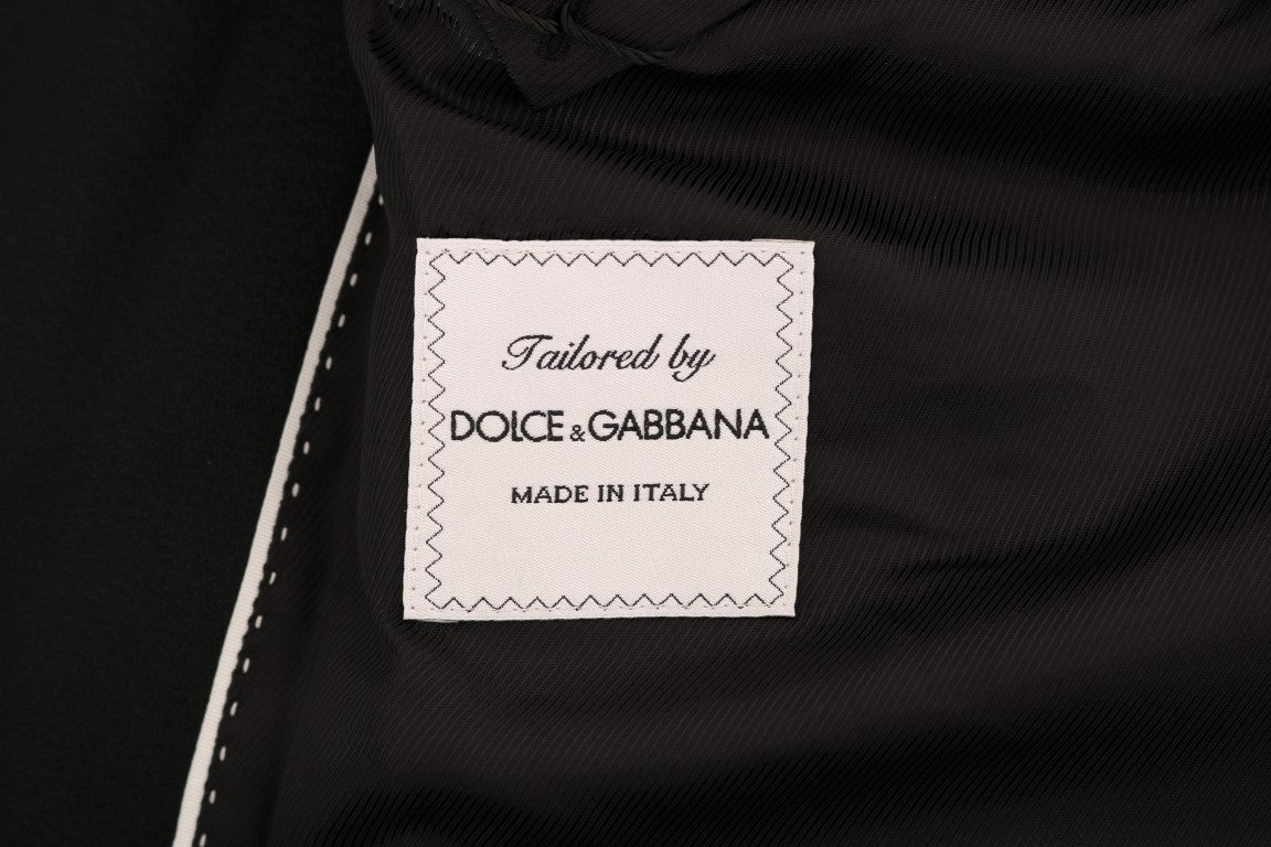 Schwarzer doppelreihiger Slim Fit Anzug aus Wolle