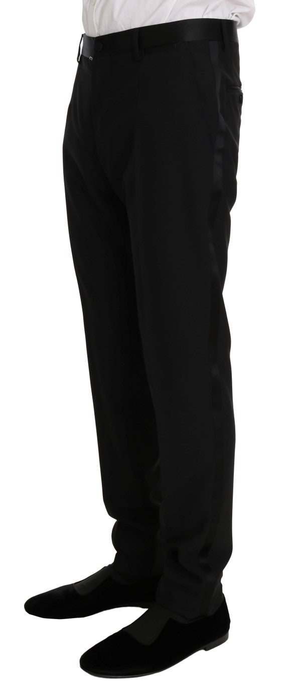 Schwarzer Wolle Seide Saxophon Slim Fit Anzug