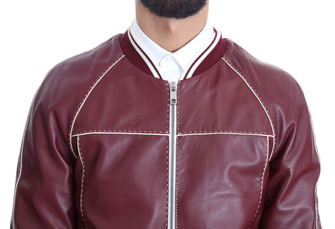 Bordeaux Lammfell Bomberjacke genäht
