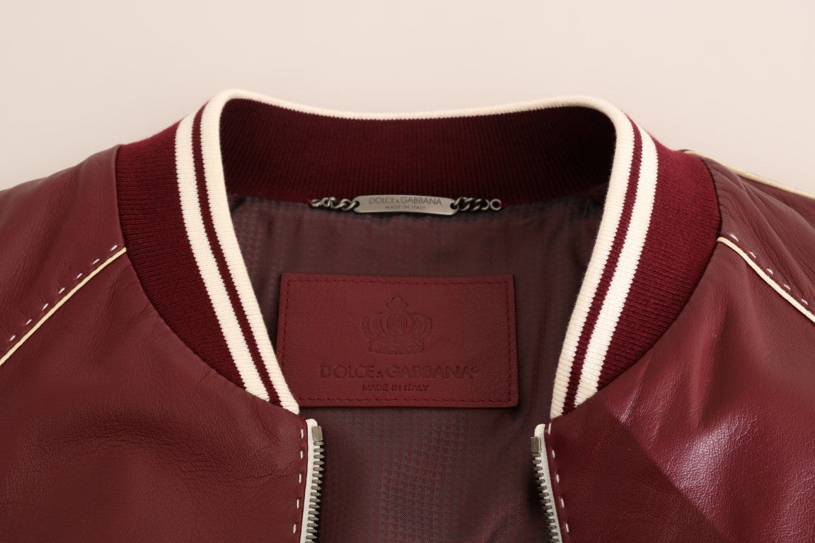 Bordeaux Lammfell Bomberjacke genäht