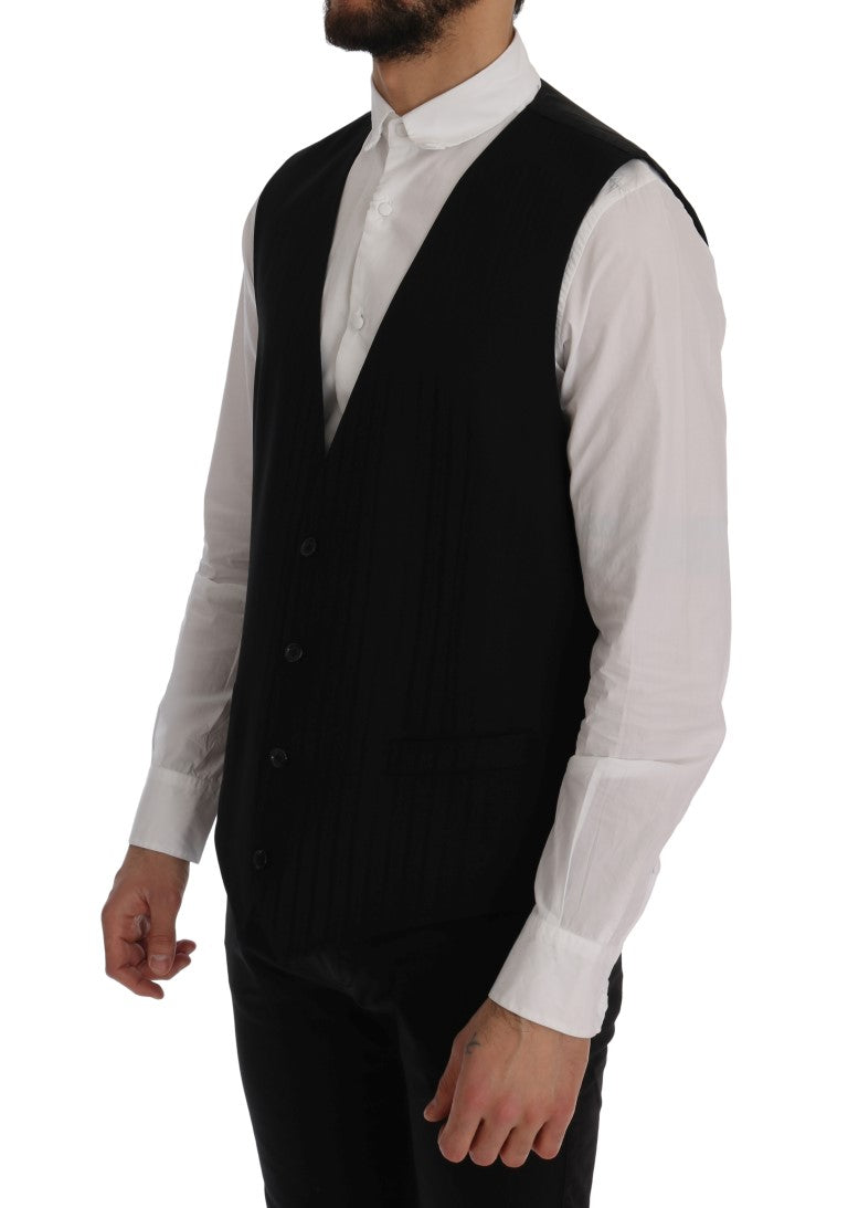 Schwarze STAFF Wool-Stretch-Weste