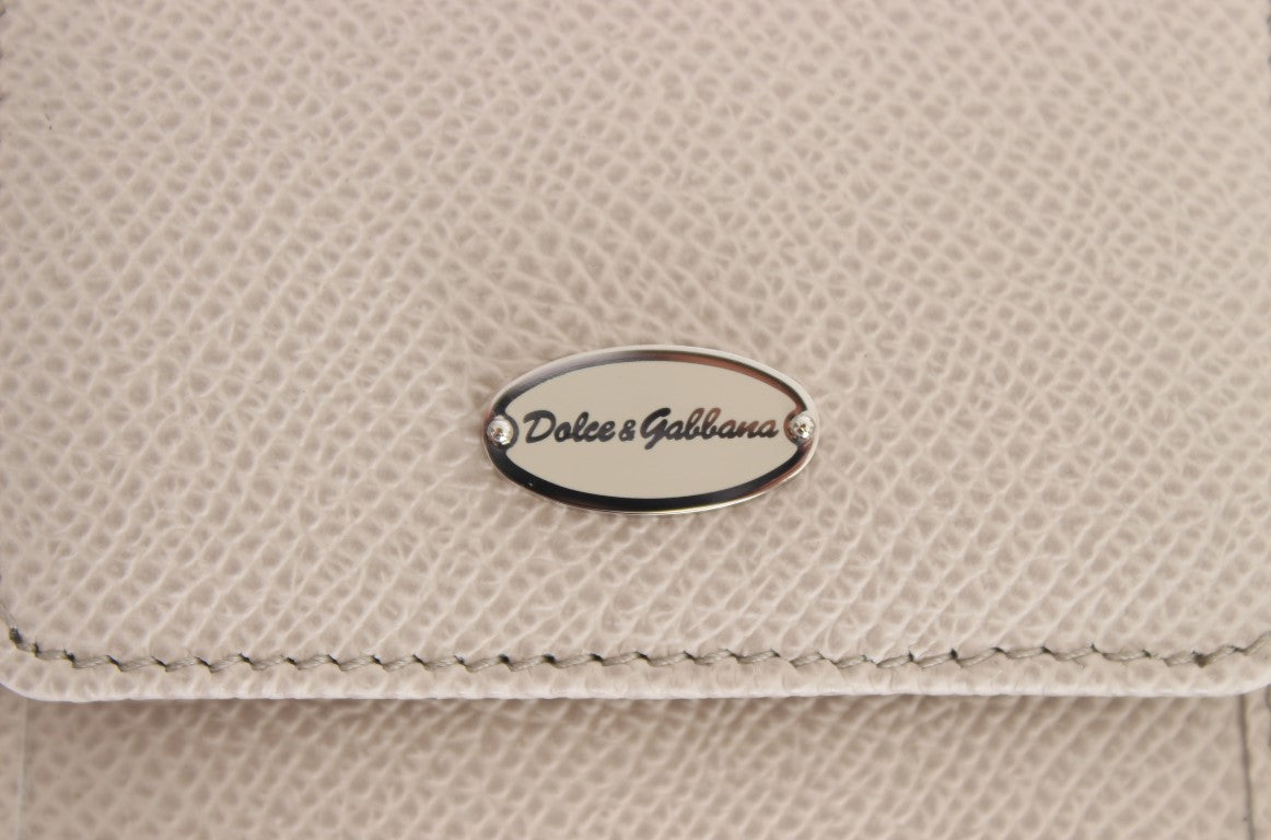 Weißes Dauphine Lederetui Brieftasche