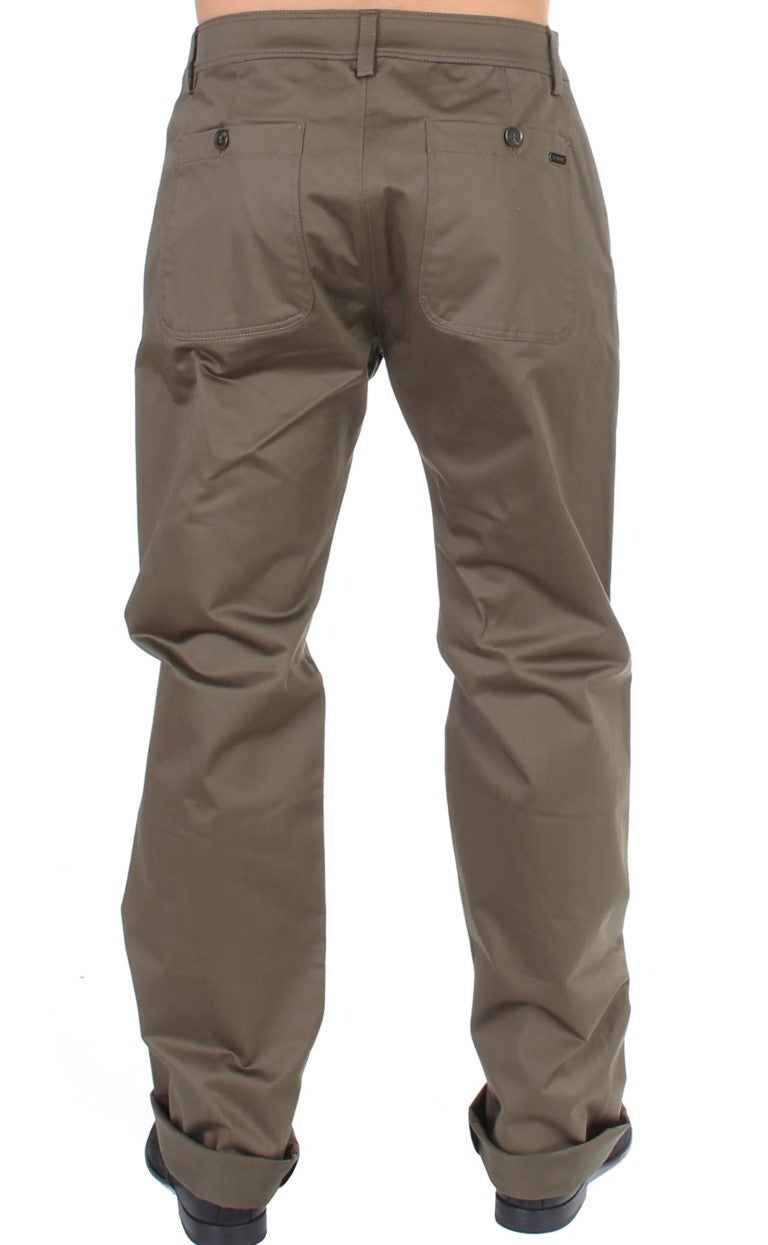 Grüne Cotton Stretch Comfort Fit Hose