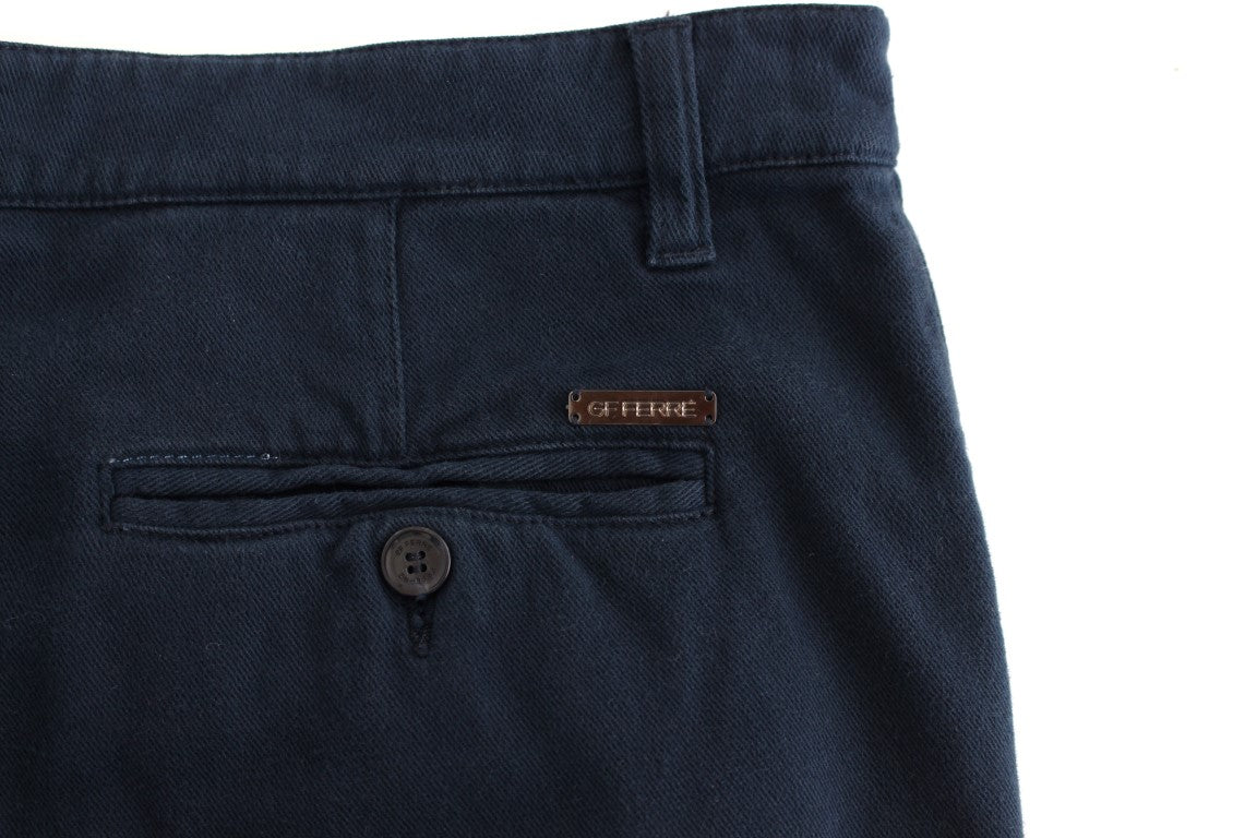 Blaue Stretch-Hose mit gerader Passform Chinos