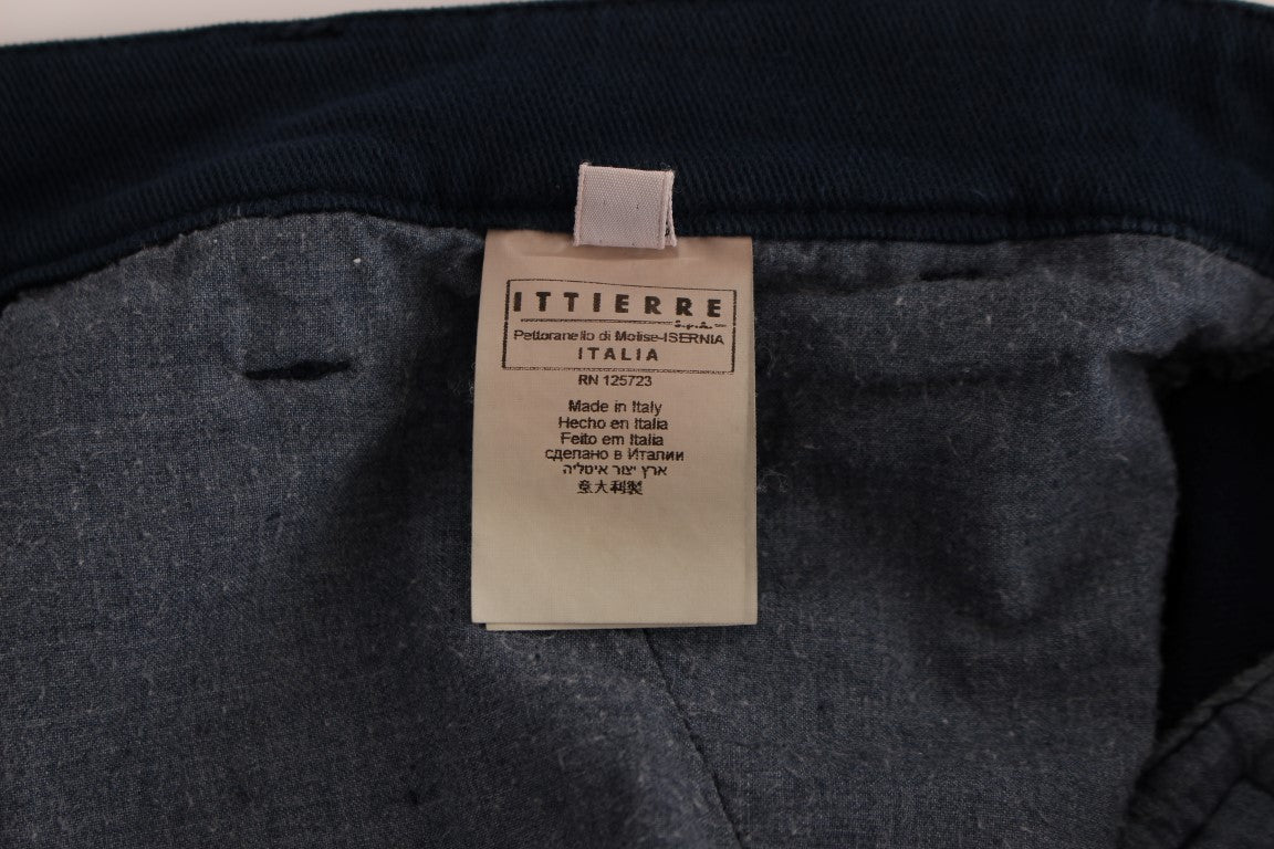 Blaue Stretch-Hose mit gerader Passform Chinos