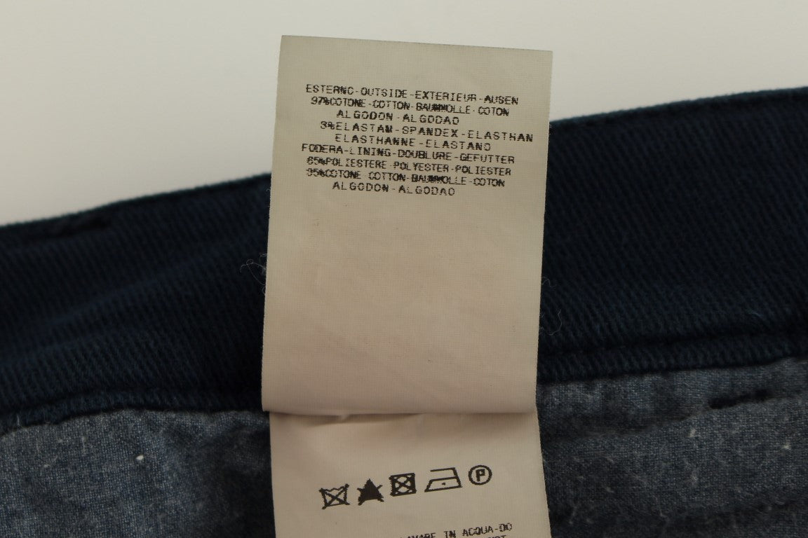 Blaue Stretch-Hose mit gerader Passform Chinos