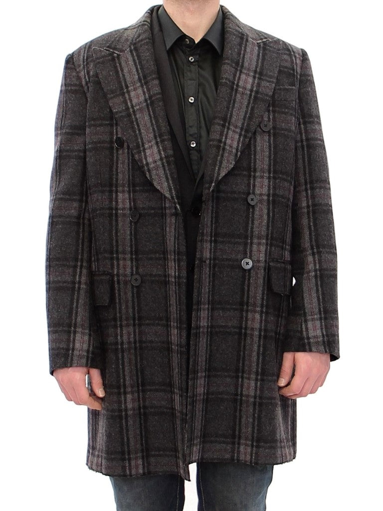 Grauer doppelreihiger Mantel Jacke