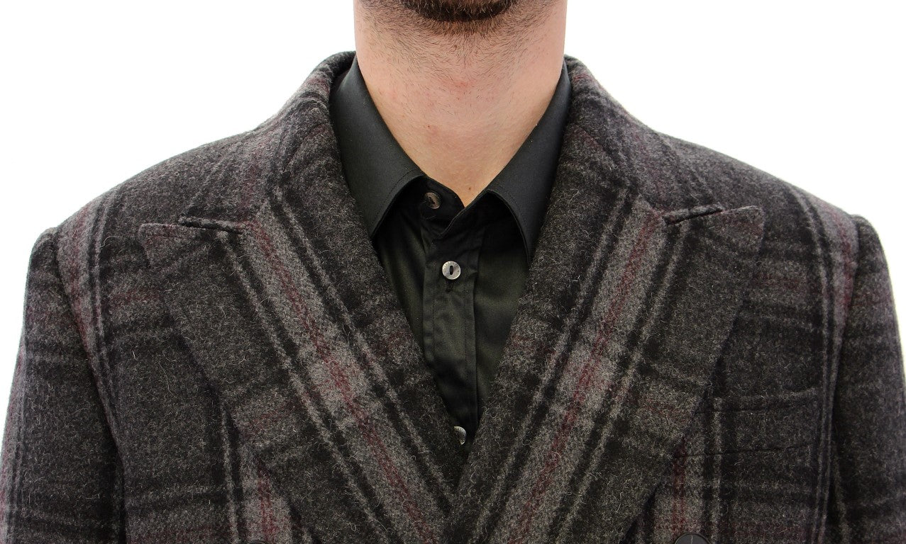Grauer doppelreihiger Mantel Jacke