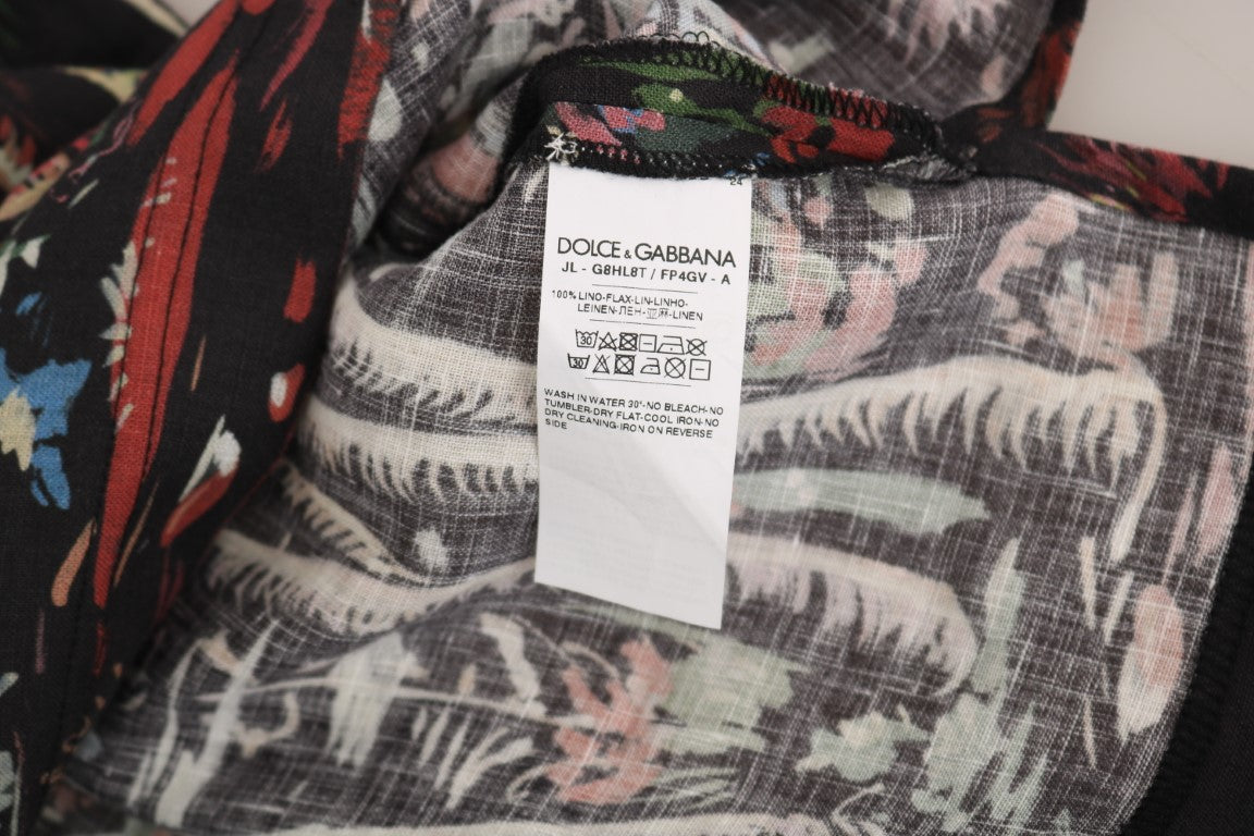 Schwarzes Vulkan Sizilien T-Shirt mit kurzen Ärmeln