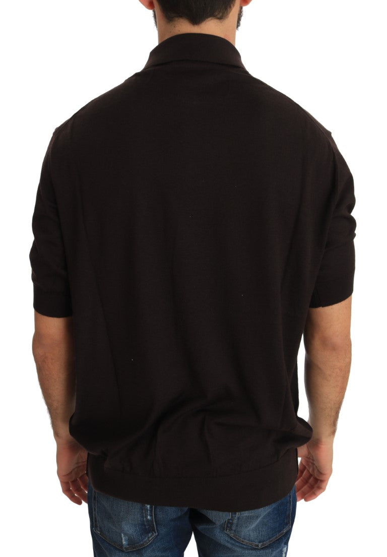Braunes Polo-T-Shirt mit kurzen Ärmeln