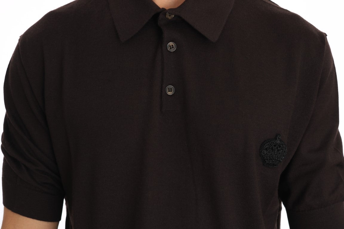 Braunes Polo-T-Shirt mit kurzen Ärmeln