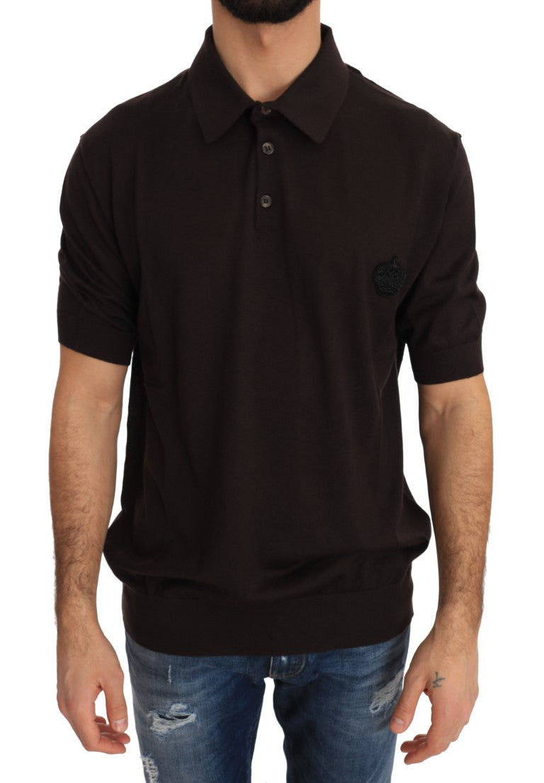 Braunes Polo-T-Shirt mit kurzen Ärmeln