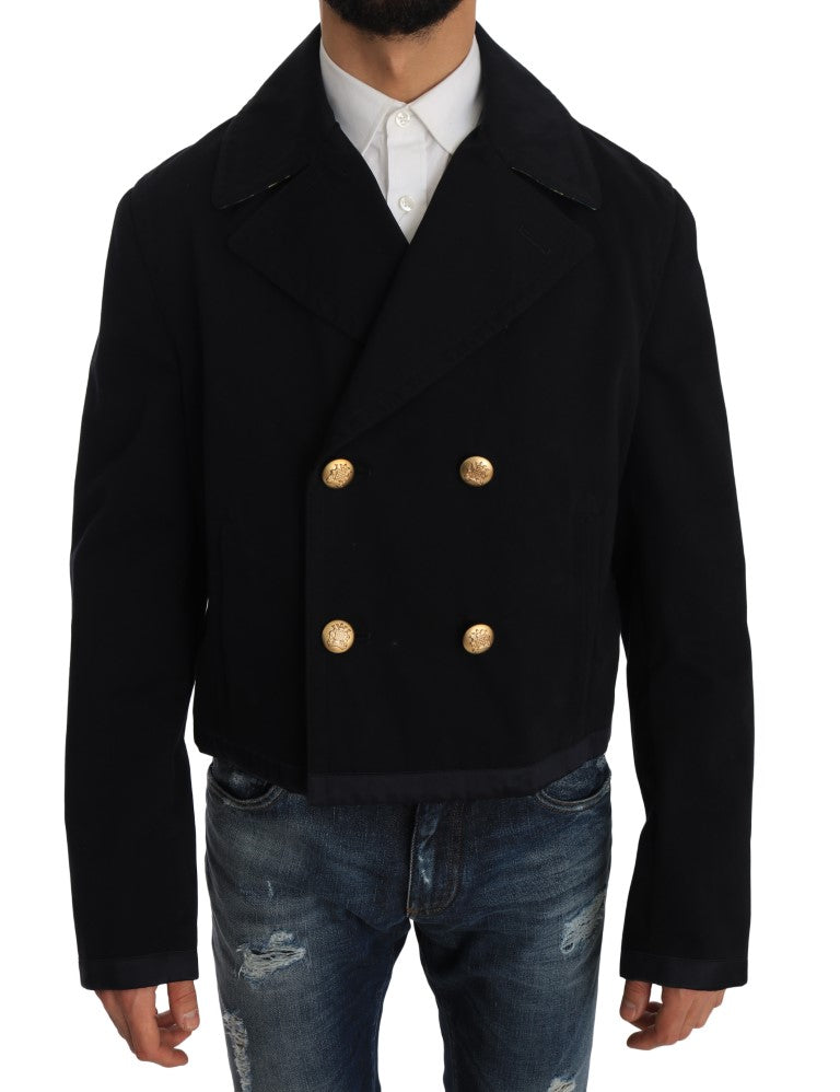 Trench Blue Cotton Stretch Jacke Mantel