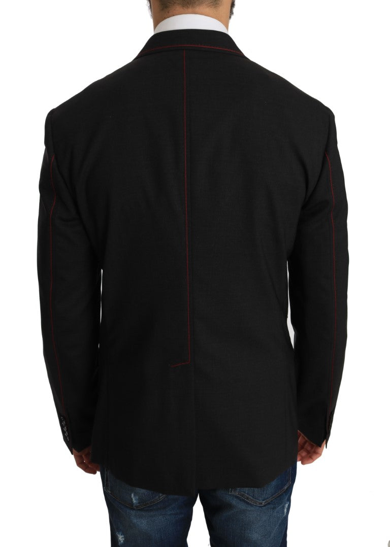 Graue schlanke Blazerjacke aus Wolle