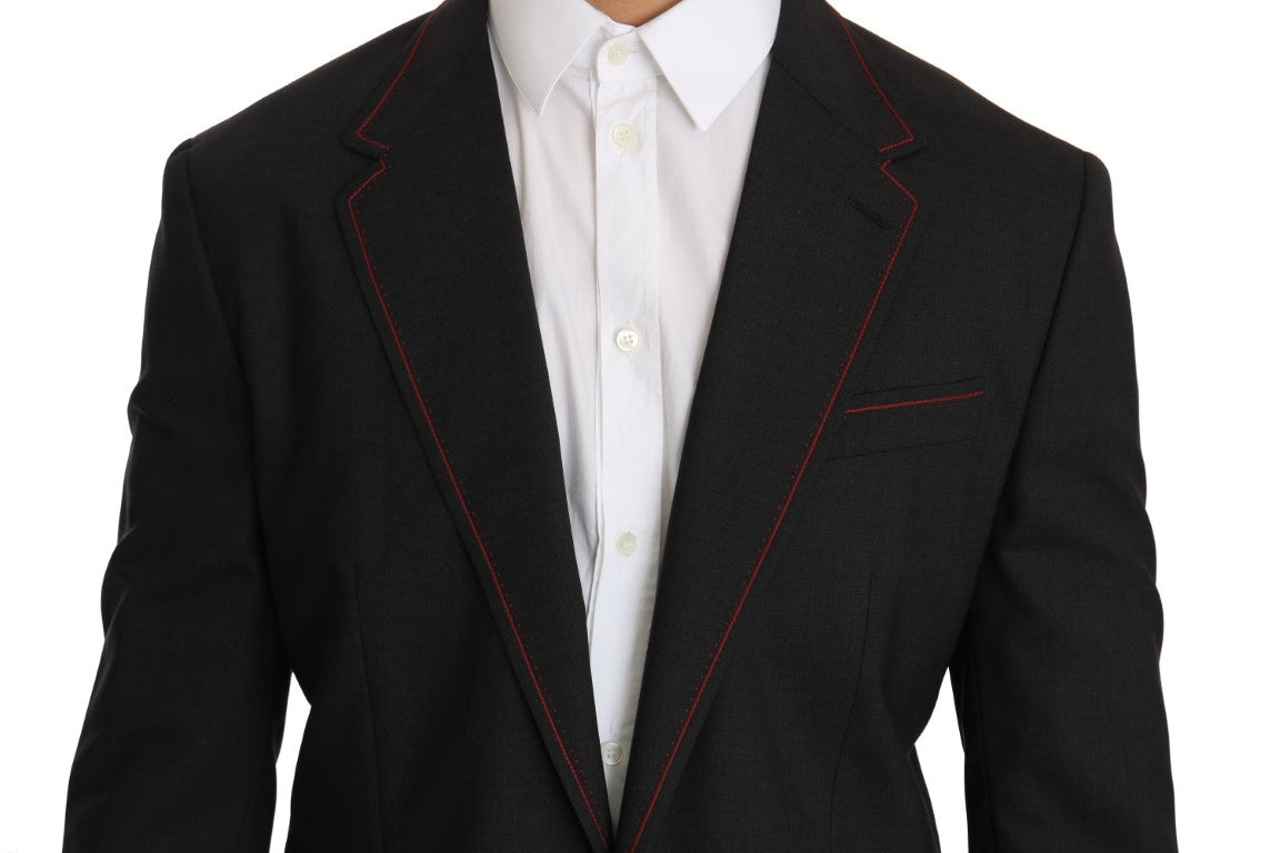 Graue schlanke Blazerjacke aus Wolle