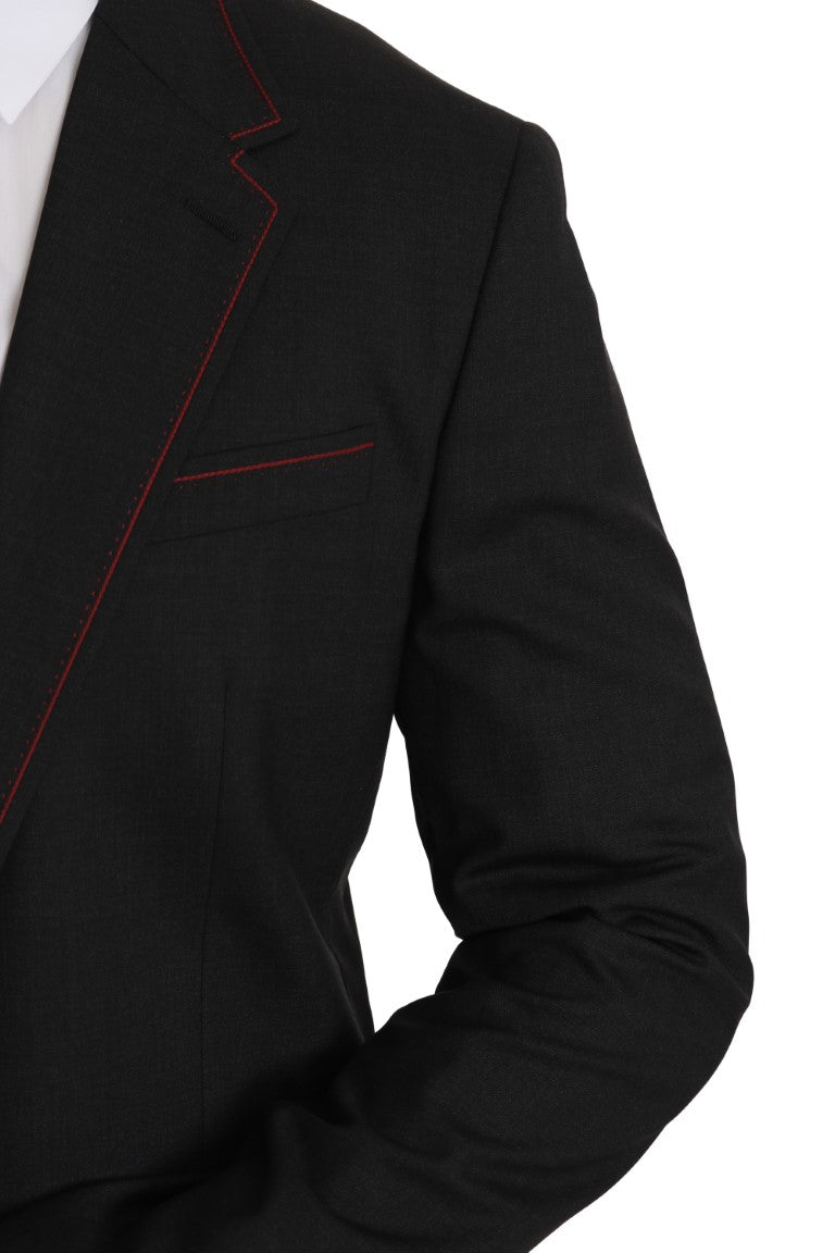 Graue schlanke Blazerjacke aus Wolle