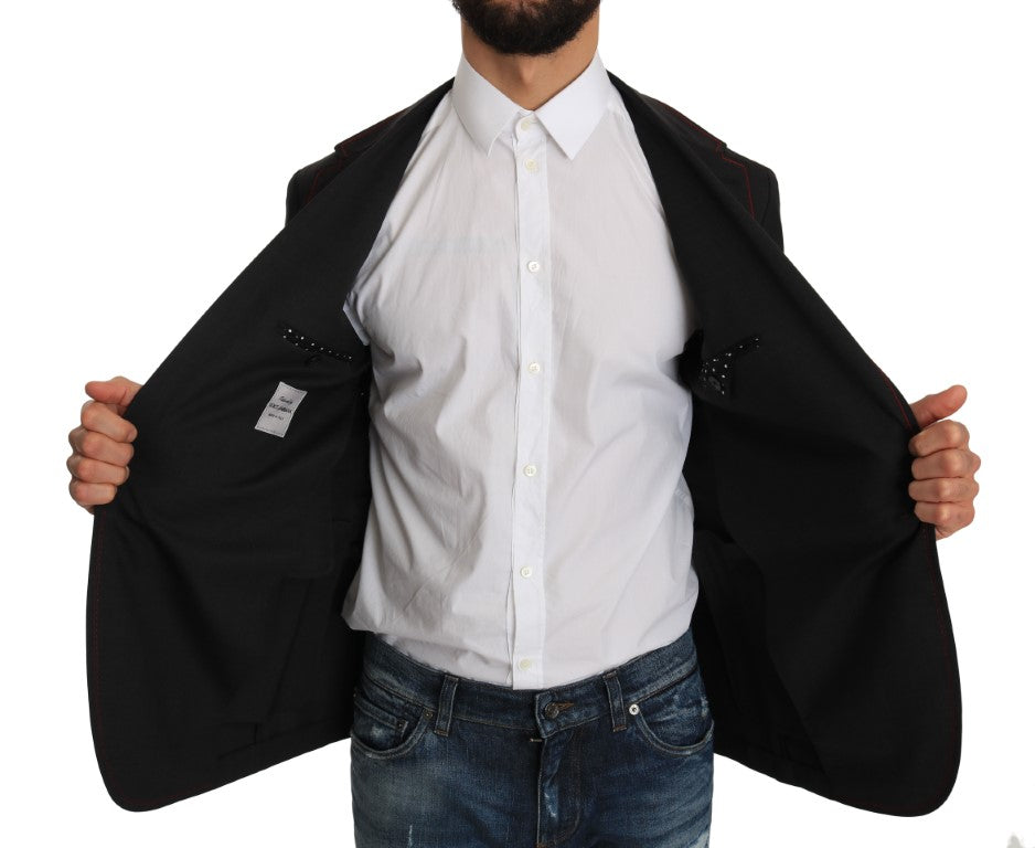 Graue schlanke Blazerjacke aus Wolle