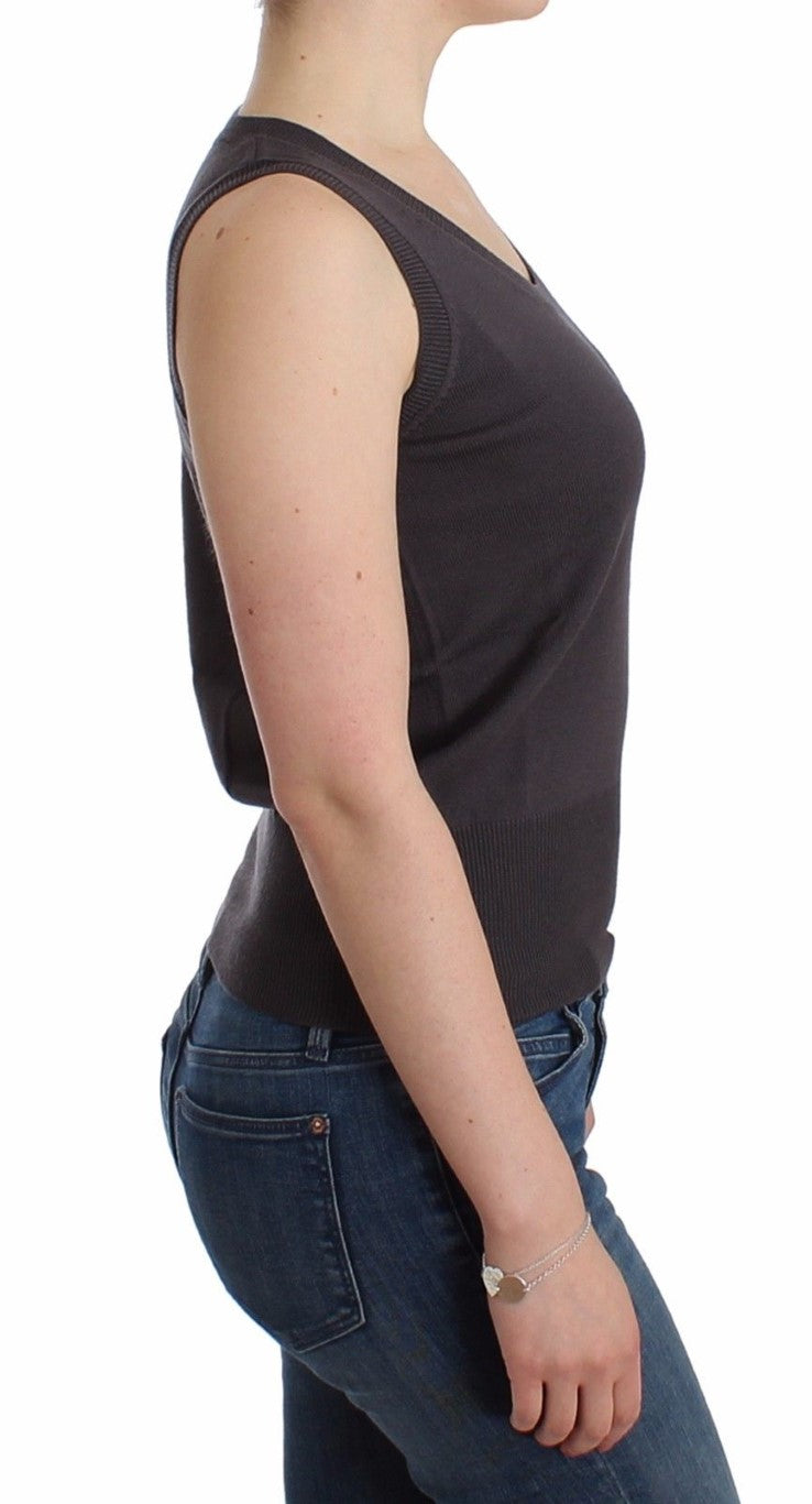 Braunes Strick-Tanktop