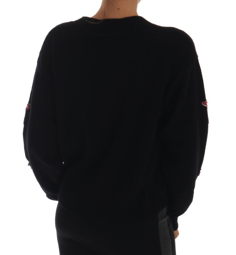 Fairy Tale Crystal Schwarzer Kaschmirpullover
