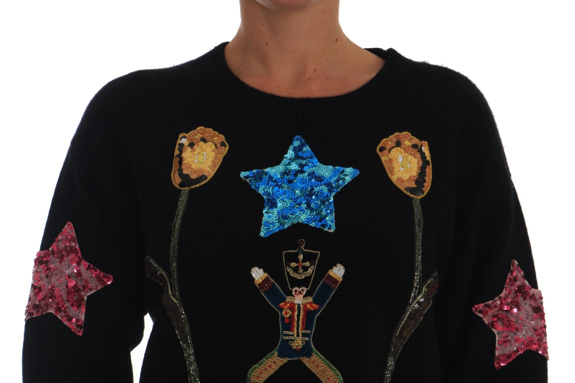 Fairy Tale Crystal Schwarzer Kaschmirpullover