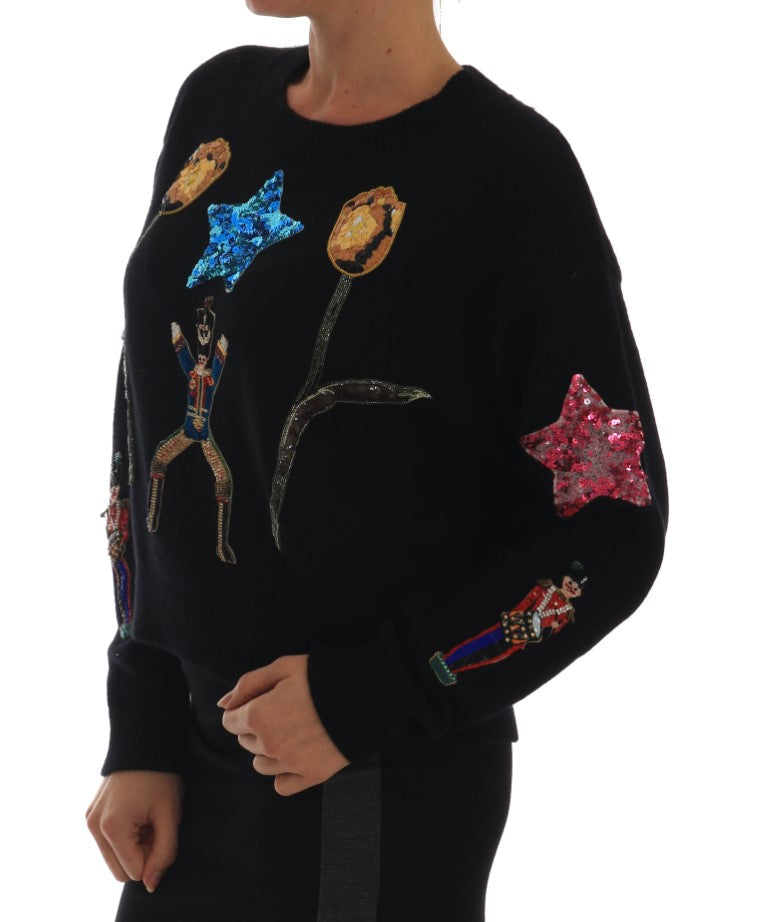 Fairy Tale Crystal Schwarzer Kaschmirpullover
