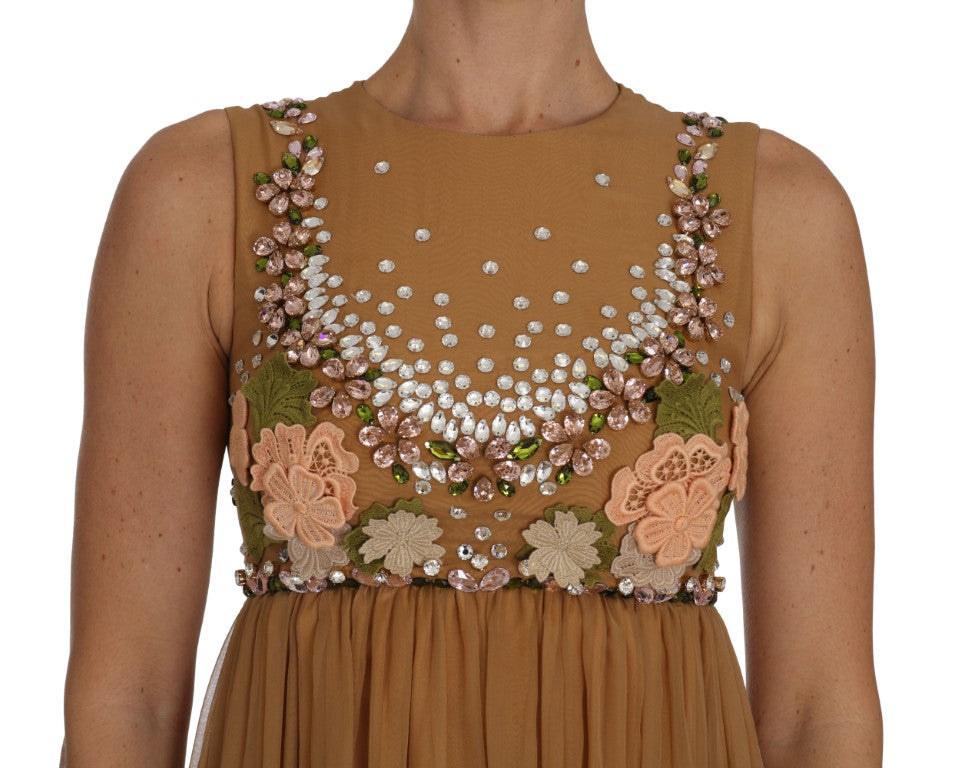 A-Linien-Kleid aus goldener Kristallseide