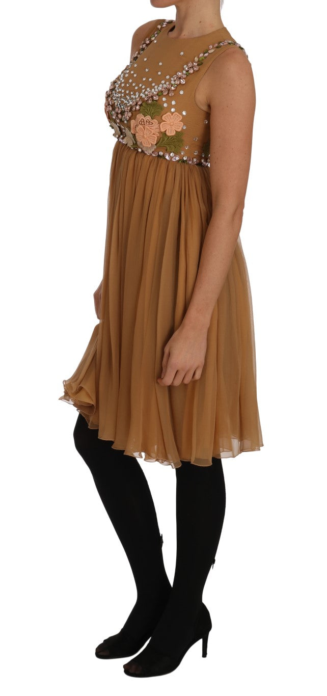 A-Linien-Kleid aus goldener Kristallseide