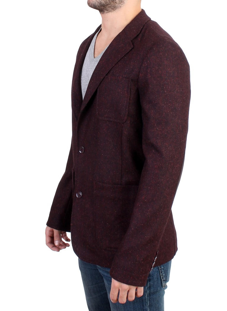 Bordeauxfarbener Blazer mit zwei Knöpfen aus Wollmischung