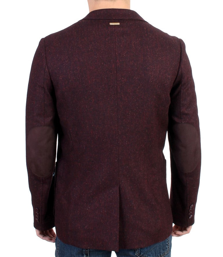 Bordeauxfarbener Blazer mit zwei Knöpfen aus Wollmischung