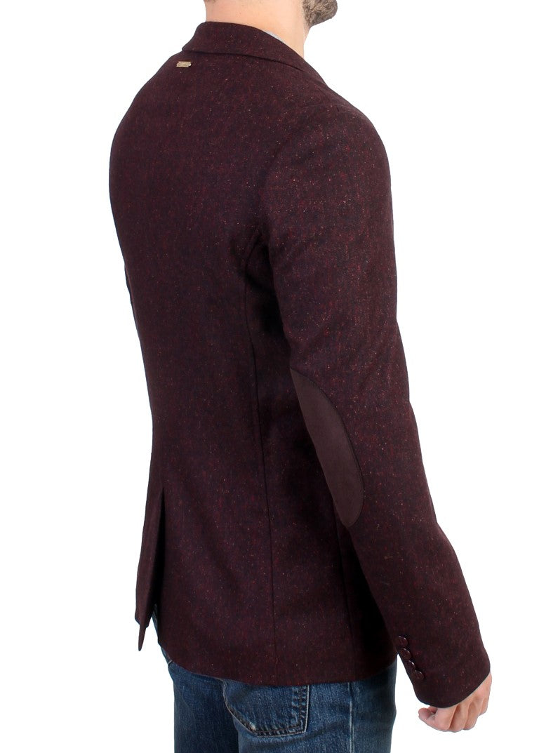 Bordeauxfarbener Blazer mit zwei Knöpfen aus Wollmischung