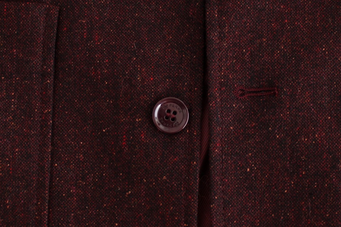 Bordeauxfarbener Blazer mit zwei Knöpfen aus Wollmischung