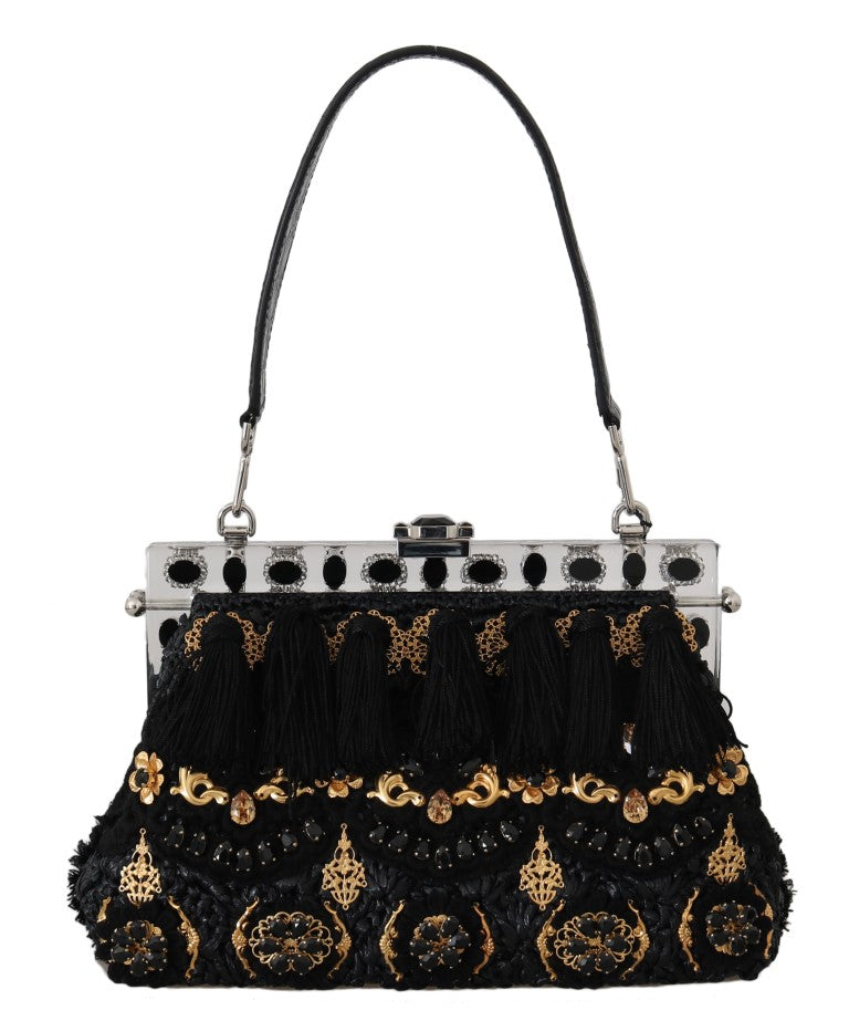 VANDA Schwarz Kristall Quaste Gold Charms Party Tasche