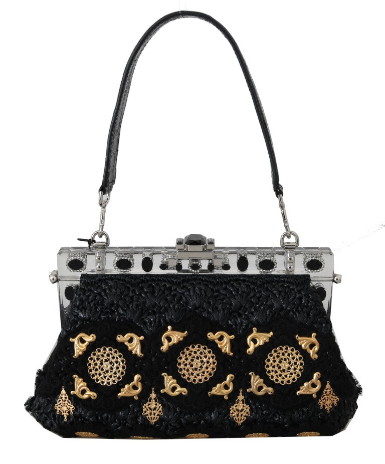 VANDA Schwarz Kristall Quaste Gold Charms Party Tasche