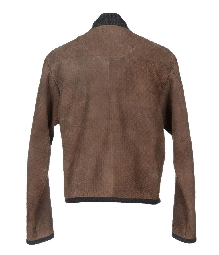 Braun Graue Lederjacke Mantel