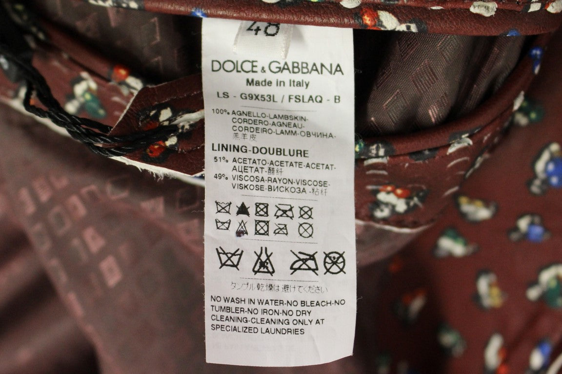 Bordeaux Leder Boxer Print Jacke Mantel
