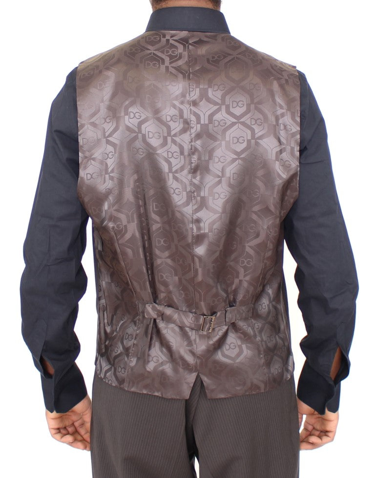 Braun gestreiftes Stretch-Kleid Vest