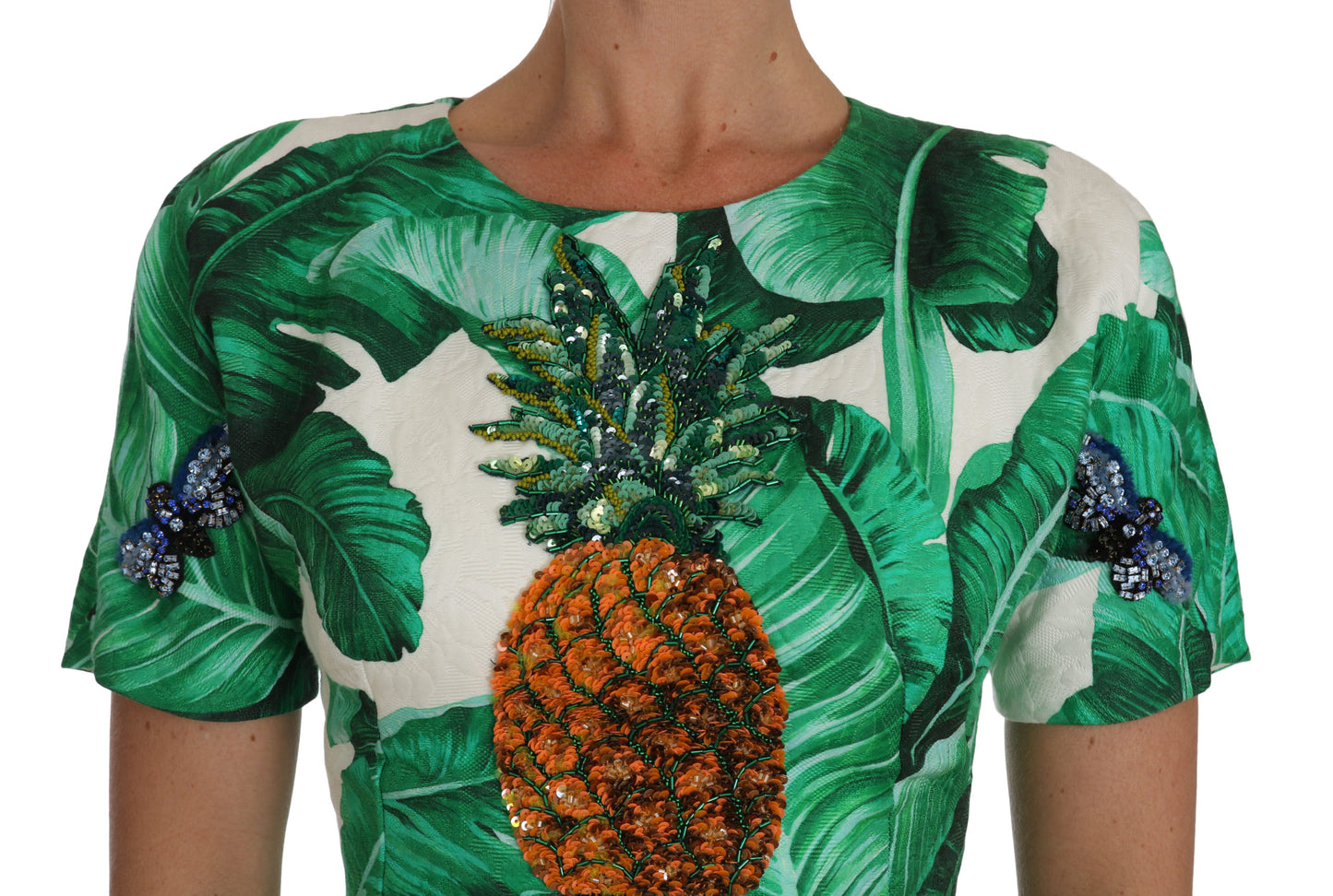 A-Linie Bananenblatt-Ananas-Kristallkleid