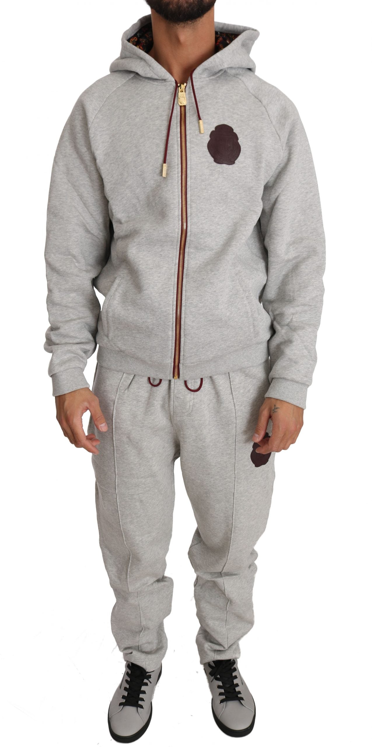 Grauer Baumwollpullover Hose Trainingsanzug