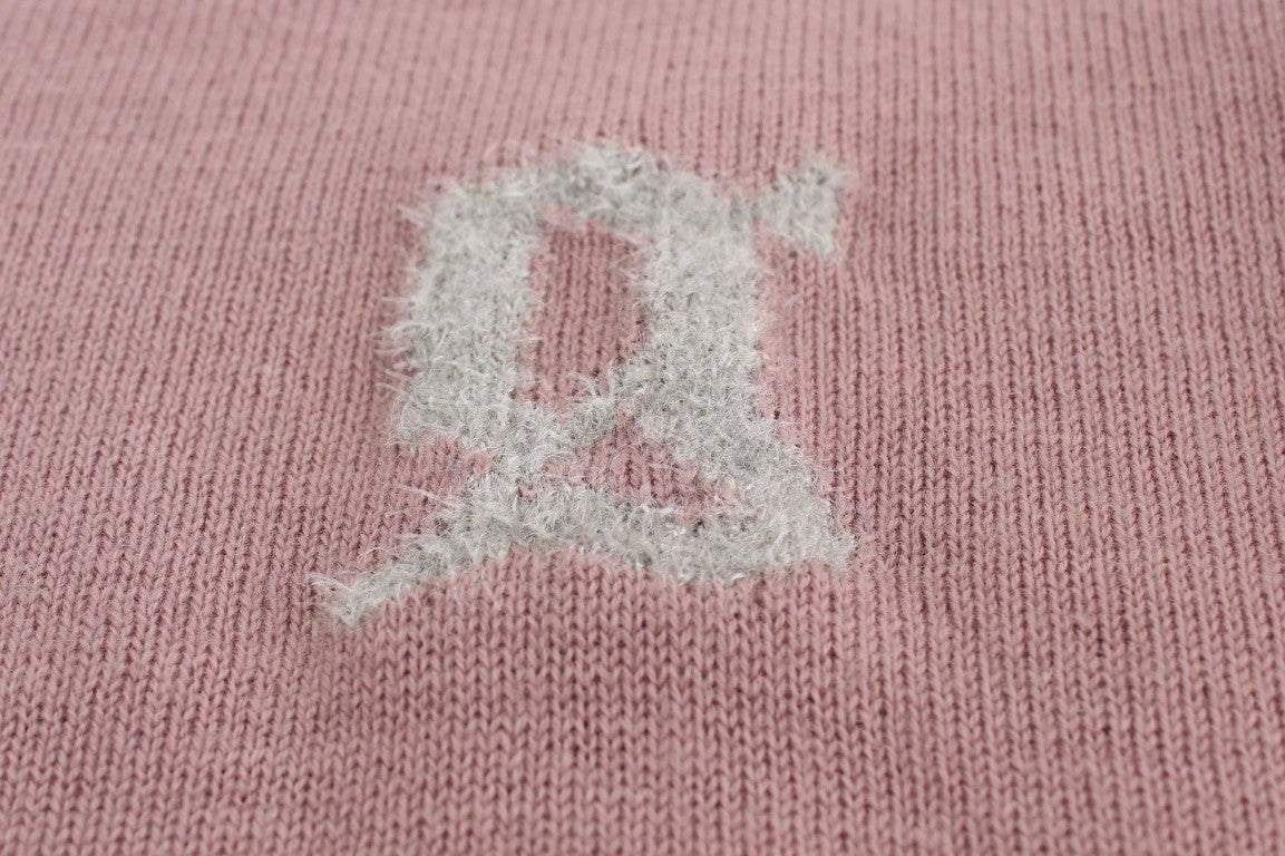 Lila Wollstrickjacke mit V-Ausschnitt