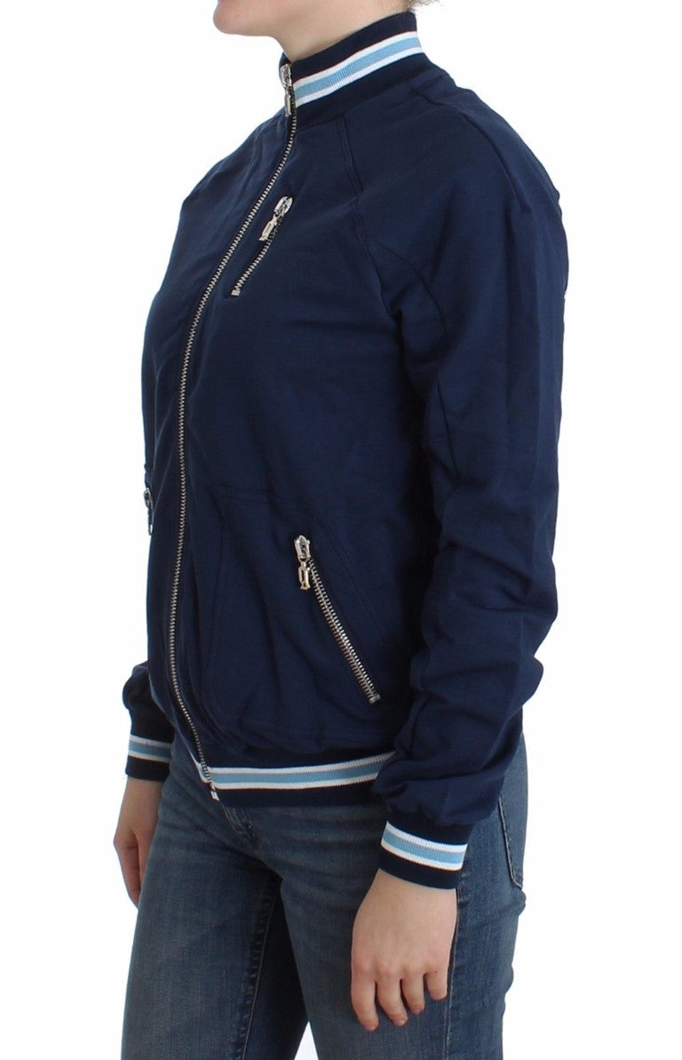 Blaue Strickjacke aus Baumwolle mit Reißverschluss